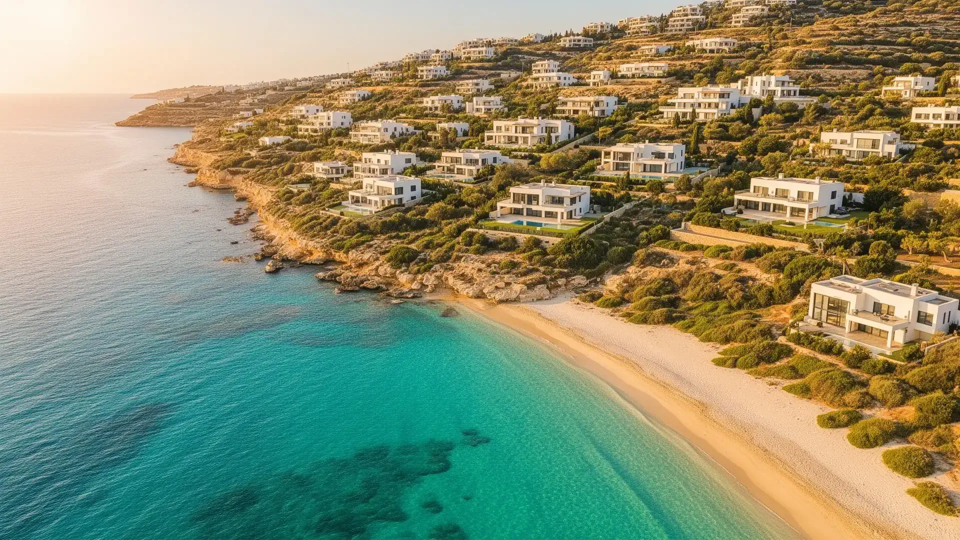 Modern Cyprus marina skyline with luxury developments